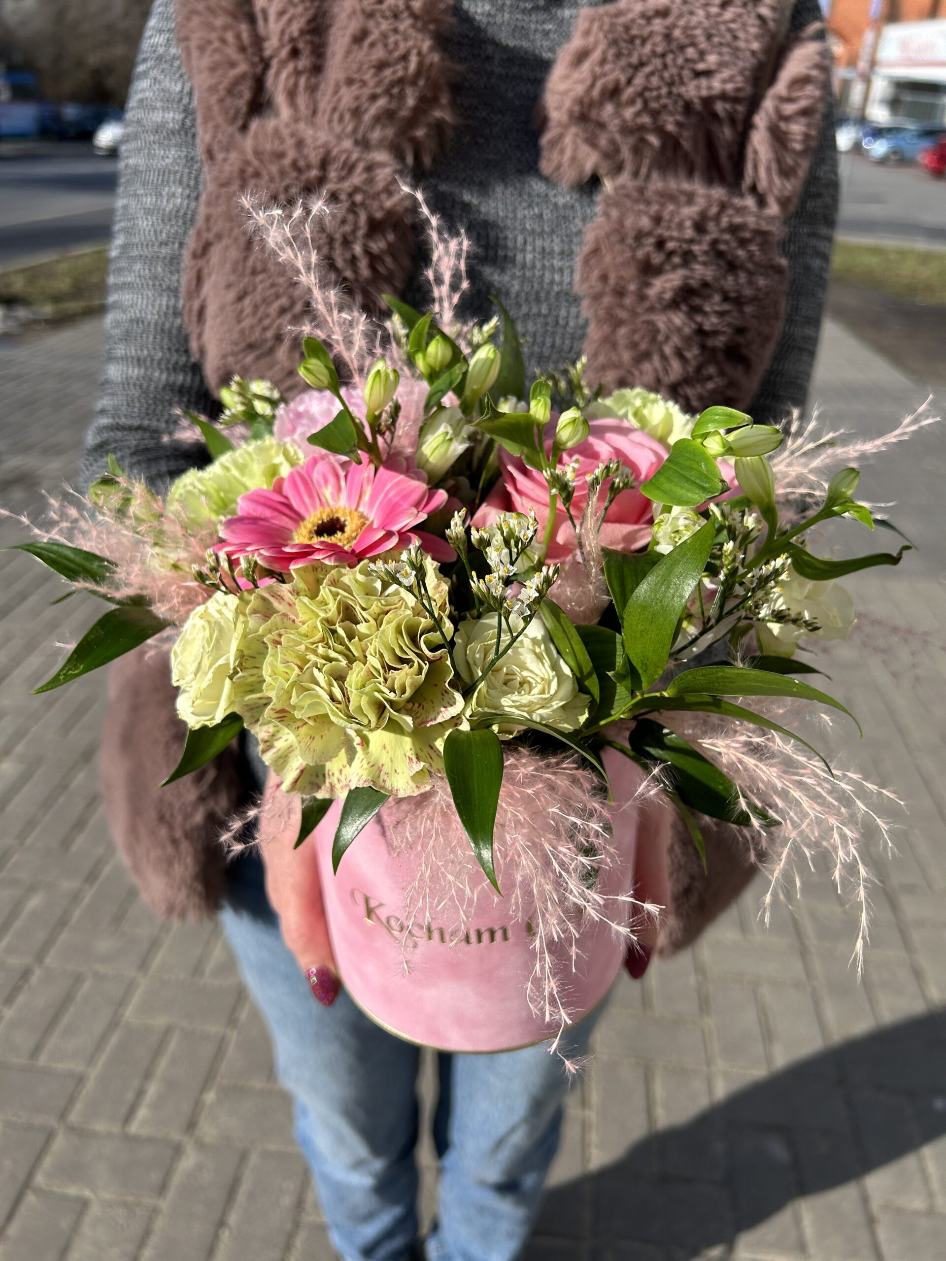 Flowerbox Kocham Cię Różowy